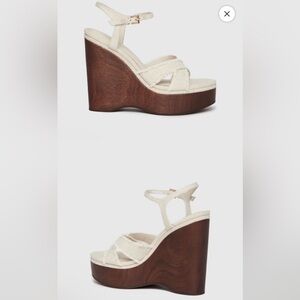 PAIGE Harlow Wedge Elegant Cream Sandals Natural Canvas Women Size 8 NWOB